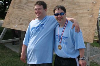 An athlete and his volunteer